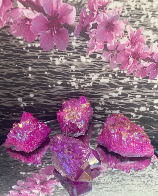 Pink Aura Quartz Clusters