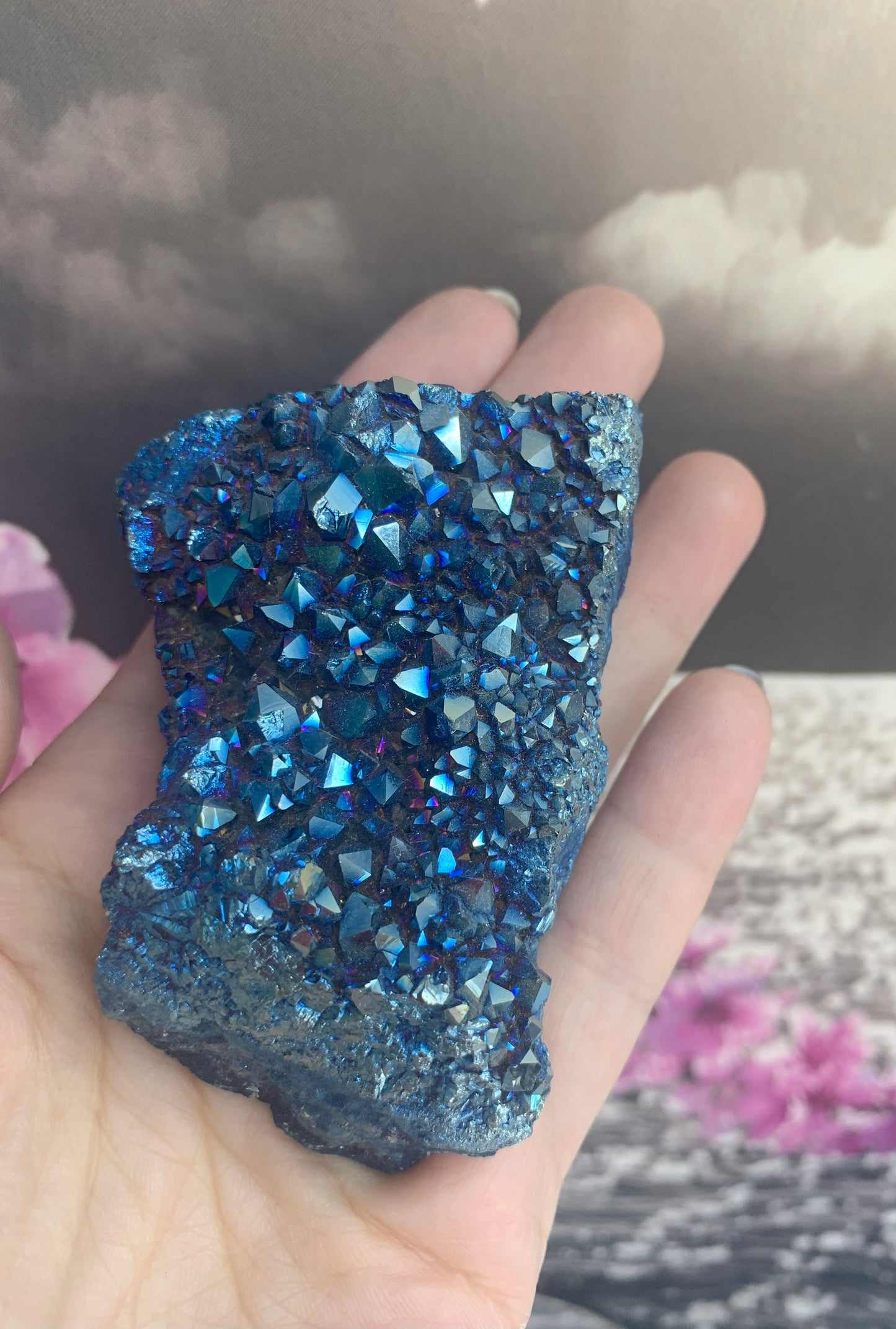 Cobalt Aura Quartz Clusters