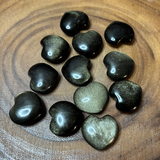 Gold Sheen Obsidian Hearts
