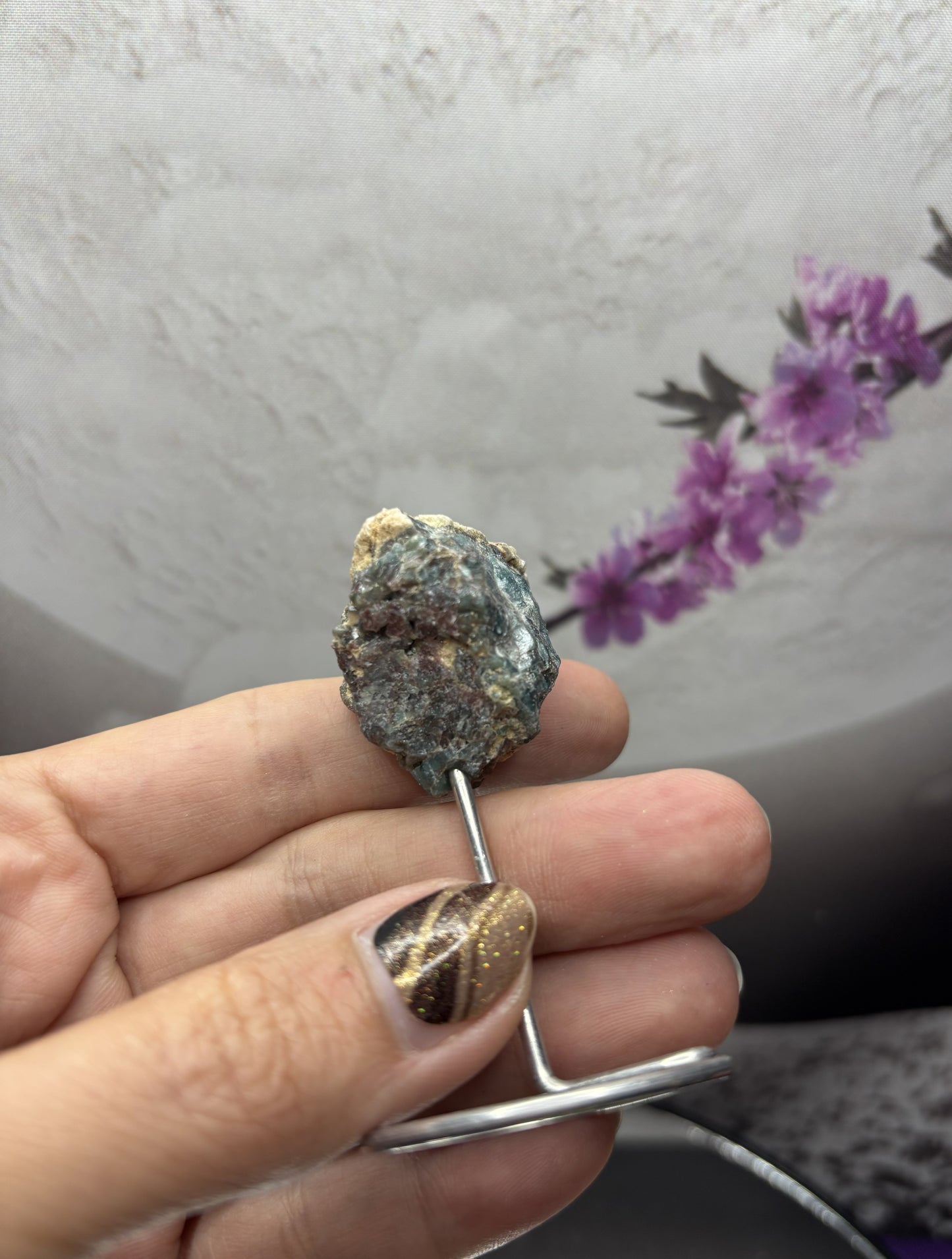 Mini Rough Apatite on stand