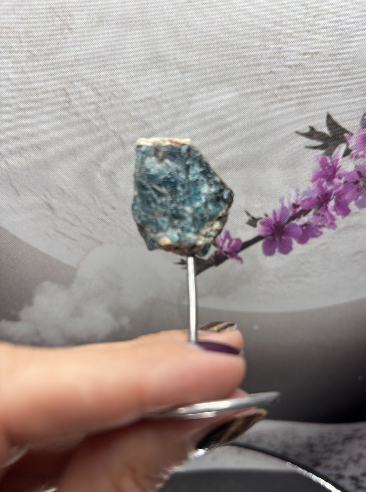 Mini Rough Apatite on stand