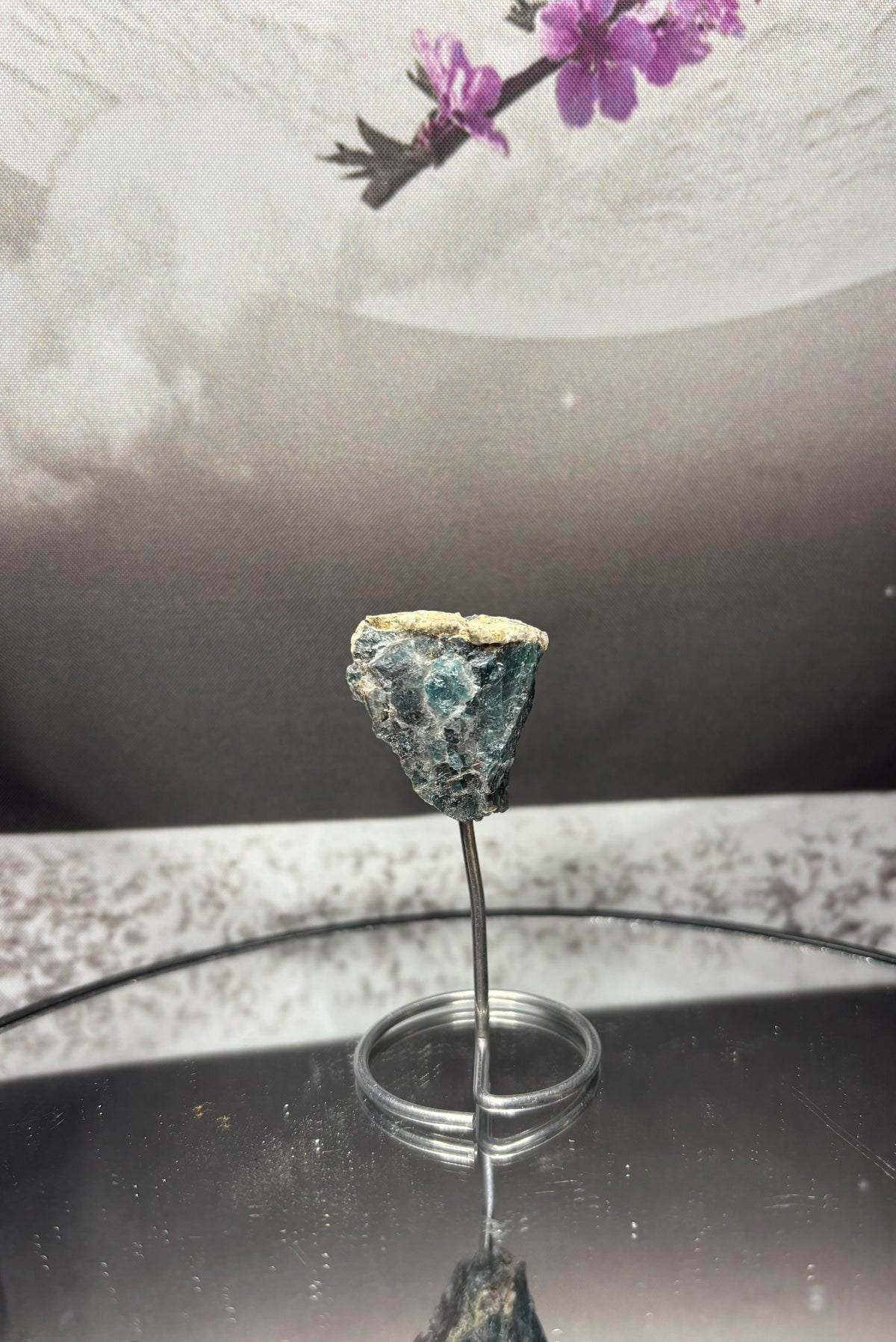 Mini Rough Apatite on stand