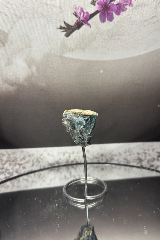 Mini Rough Apatite on stand
