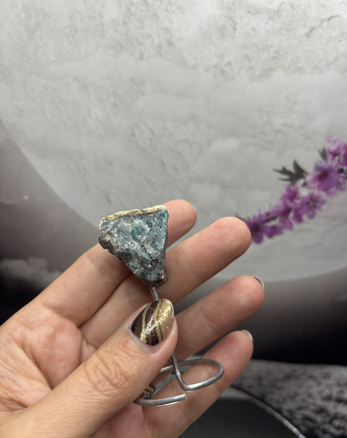 Mini Rough Apatite on stand